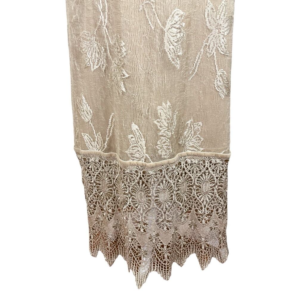 Cache Vintage Nocturn Lace Embroidered Dress Duster Set Beige Formal Size PS - Picture 14 of 16